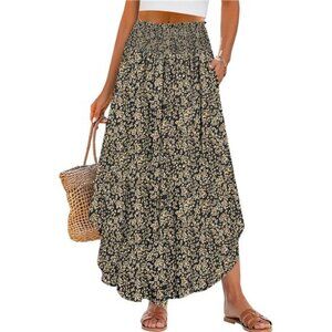 Women's Maxi Skirts Summer Boho Floral Floral Yellow Purple